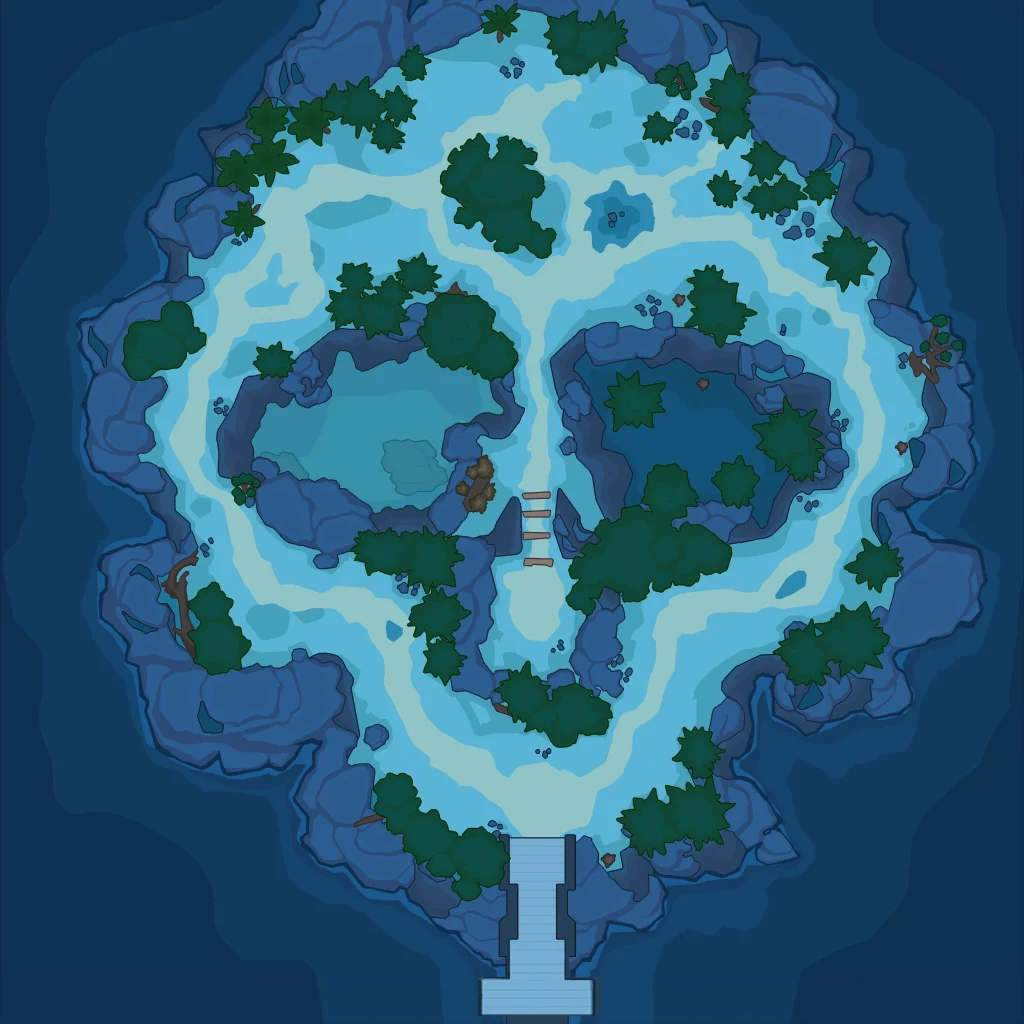 Bayarlan Island map with all 5 treasure and exploration markers